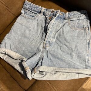 Zara Light Blue High-Waist Denim Shorts